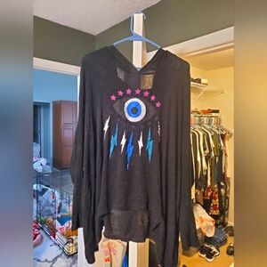 Lauren Moshi Wilma Eye Lightening Bolt Hooded Top